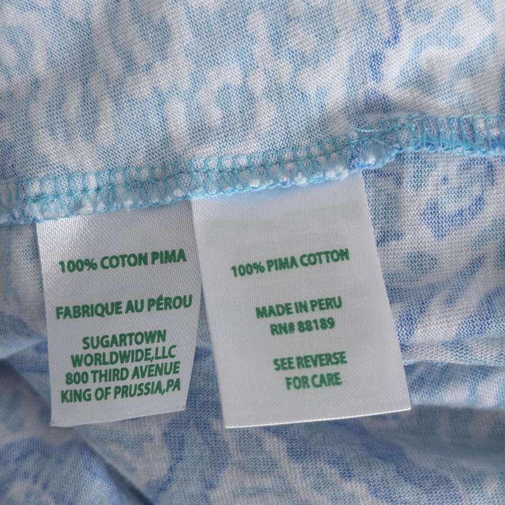 Lilly Pulitzer Dress Etta V-Neck Blue Goombay Grooves Pima Cotton Resort Beach - Picture 4 of 12